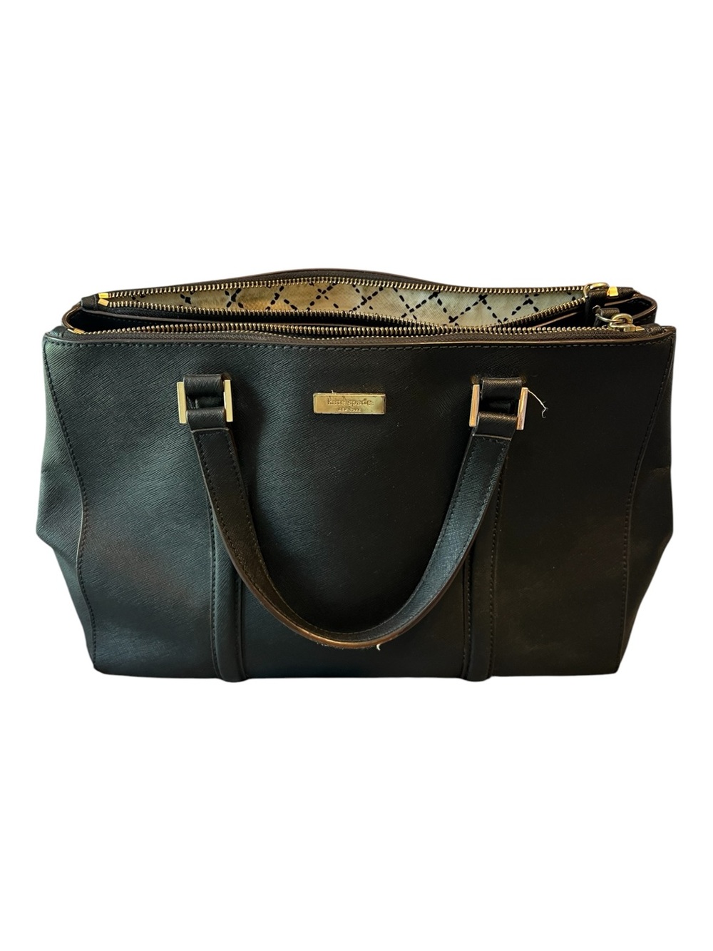 kate spade Black Saffiano Leather Tote with Gold Hardware